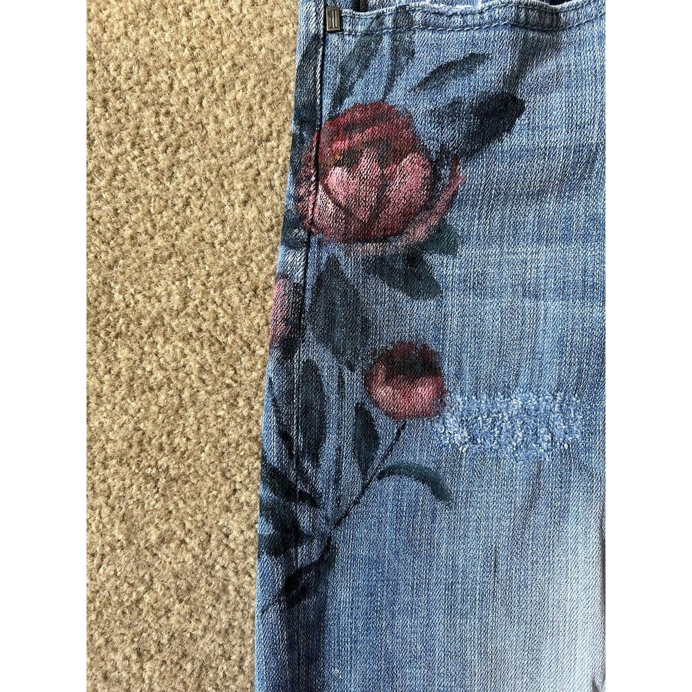 Pilcro & The letterpress high-rise jeans Sz 32 Floral Painted Denim - Picture 5 of 10